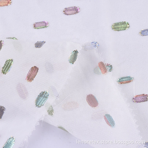 100Dmetallic Woven Jacquard Cliped Viscose Georgette Fabric